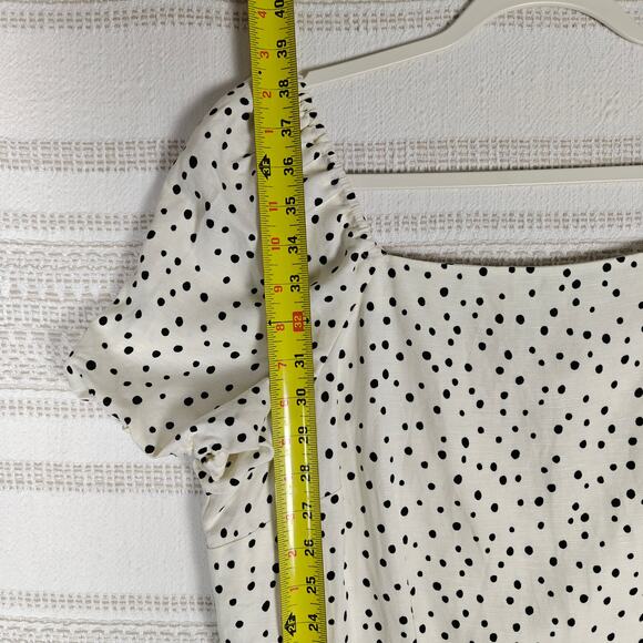 Loft White Black Polka Dot Puff Sleeve Lined Dress Size 14 NEW - Picture 5 of 8